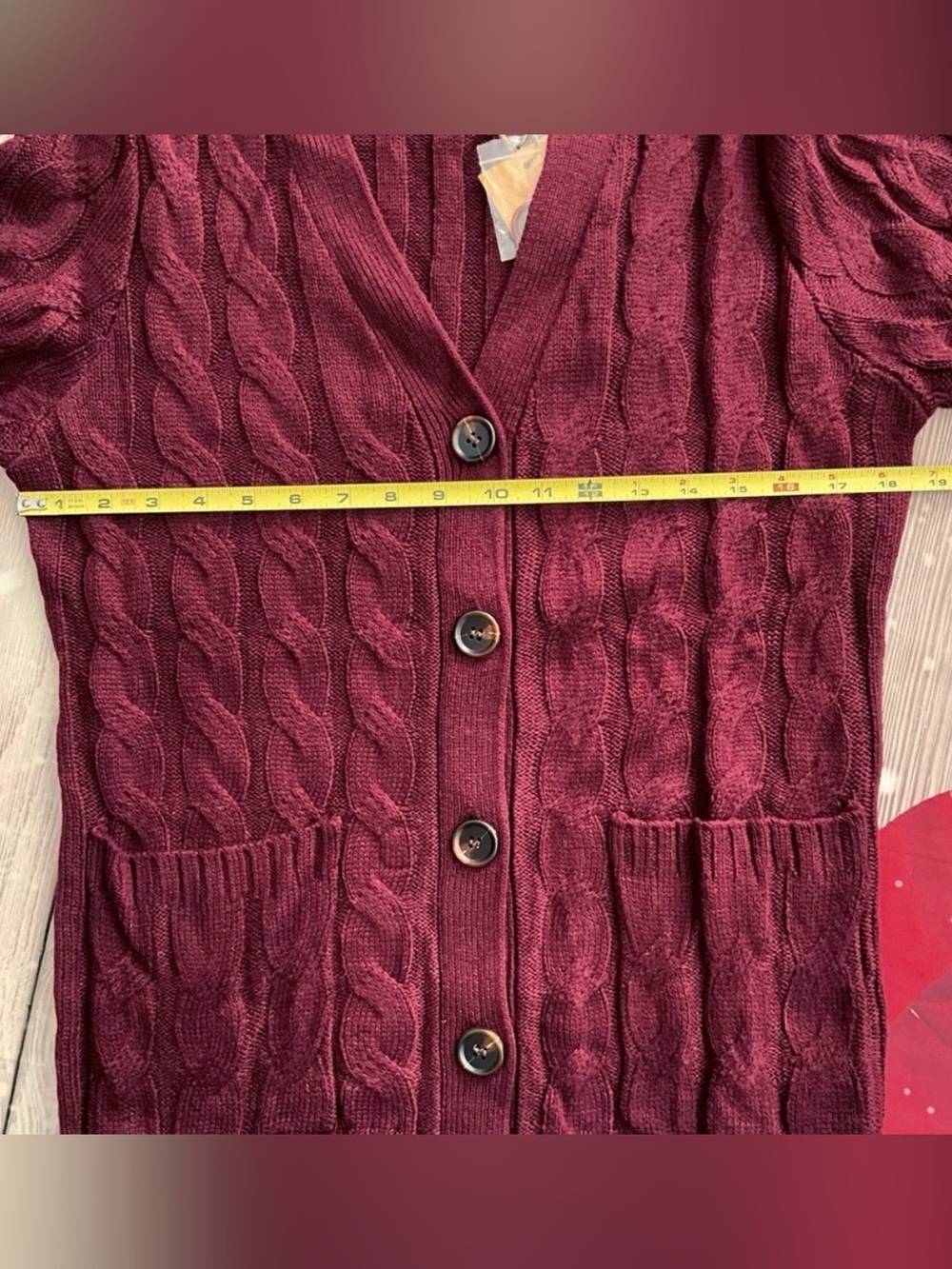 NWT Grecerelle Cableknit Buttonfront Sweater Long Sleeves Pockets - Picture 6 of 13